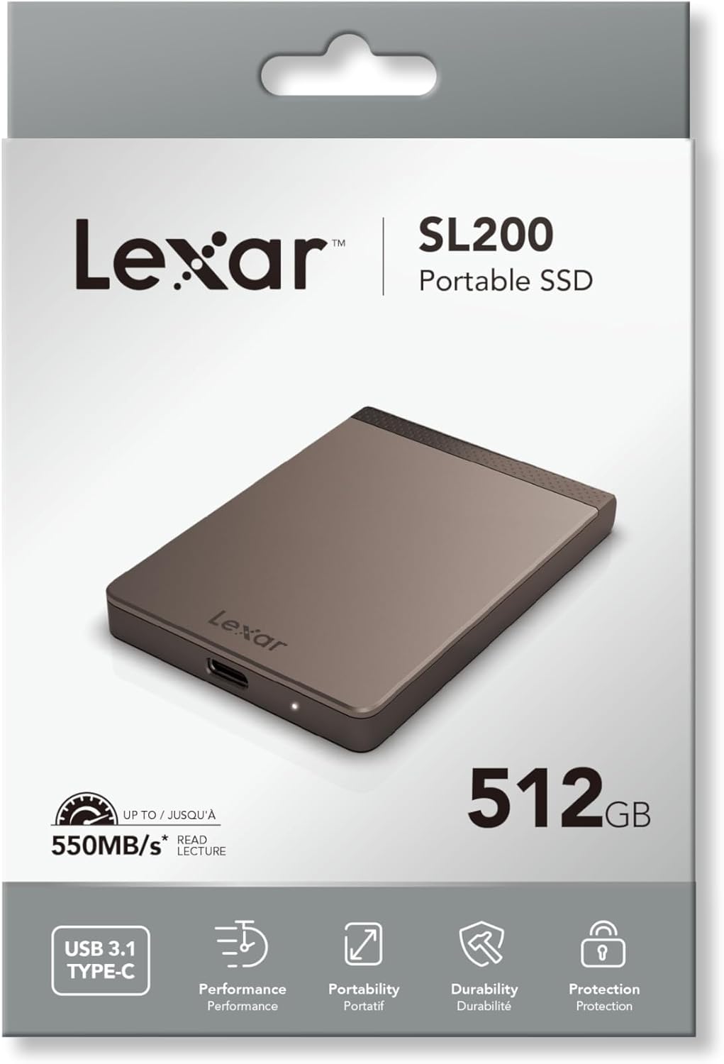  Lexar SL200 External SSD 512GB | Ultra Portable | Upto 550MB/s Read